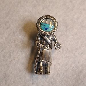 Kachina Tawa The Sun God 925 Inlay Native American Pendant